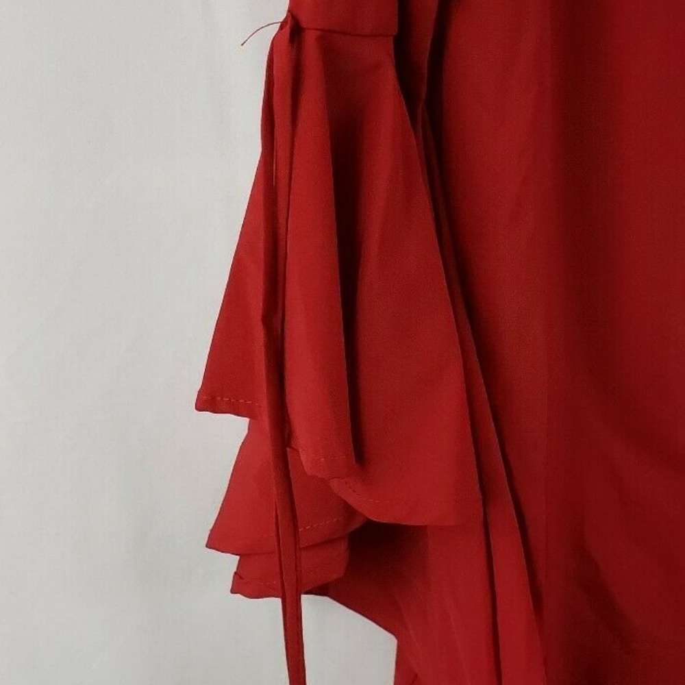 ⛔Lulu’s Made For Me Red Flounce Sleeve Shift Dress - Picture 7 of 7